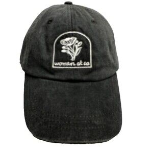 Adams Gray Cap – Embroidered "women at ca" Logo Hat – Leather Strapback EUC-